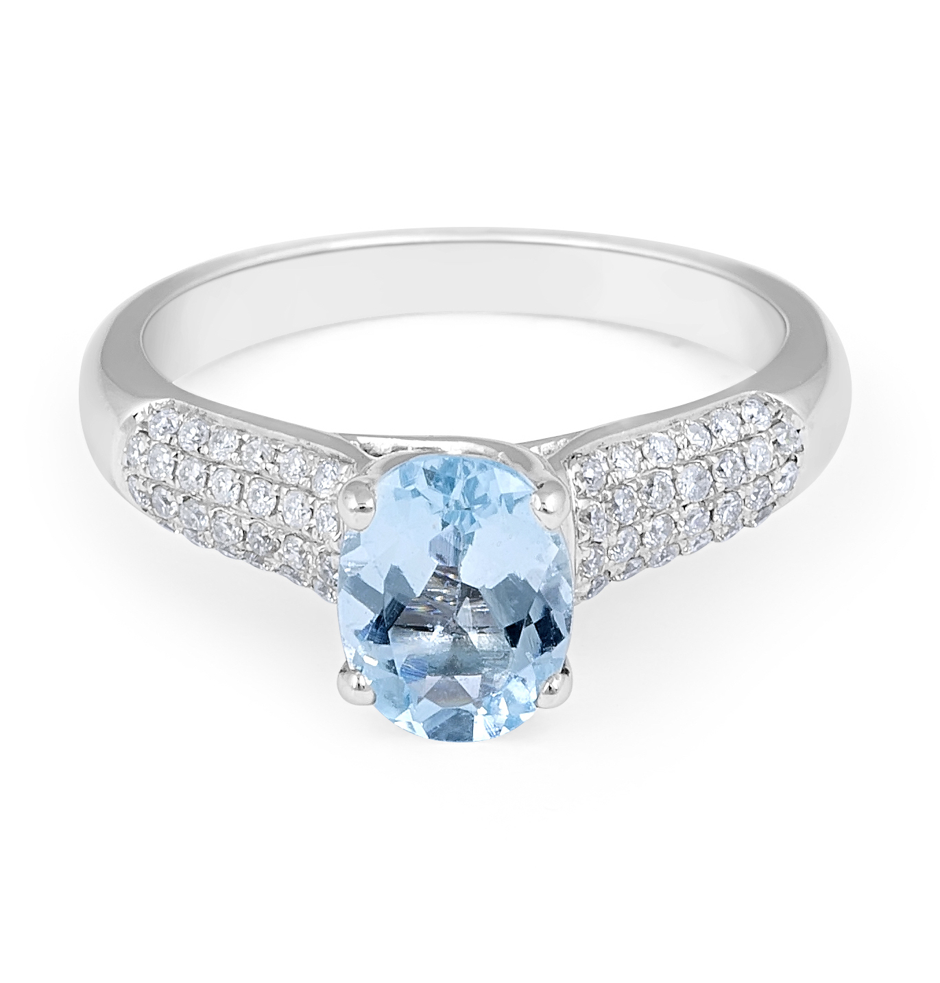 Aquamarine Diamond Engagement Ring in Micro-Pave Setting Diamond rings
