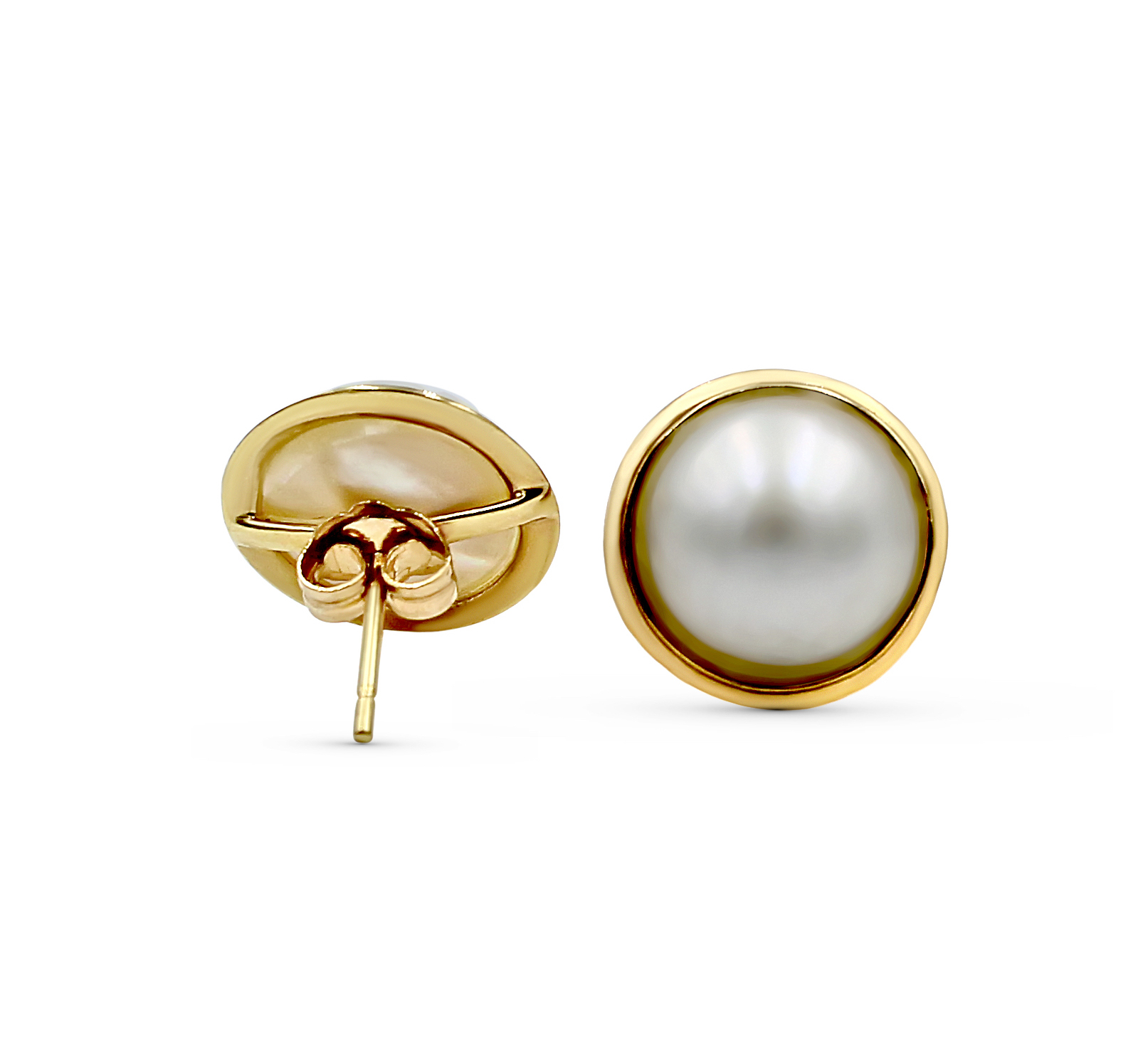 9K Yellow Gold Round Mabe Culture Pearl 